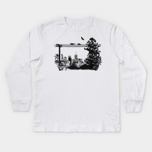 Brisbane Evening Skyline Kids Long Sleeve T-Shirt